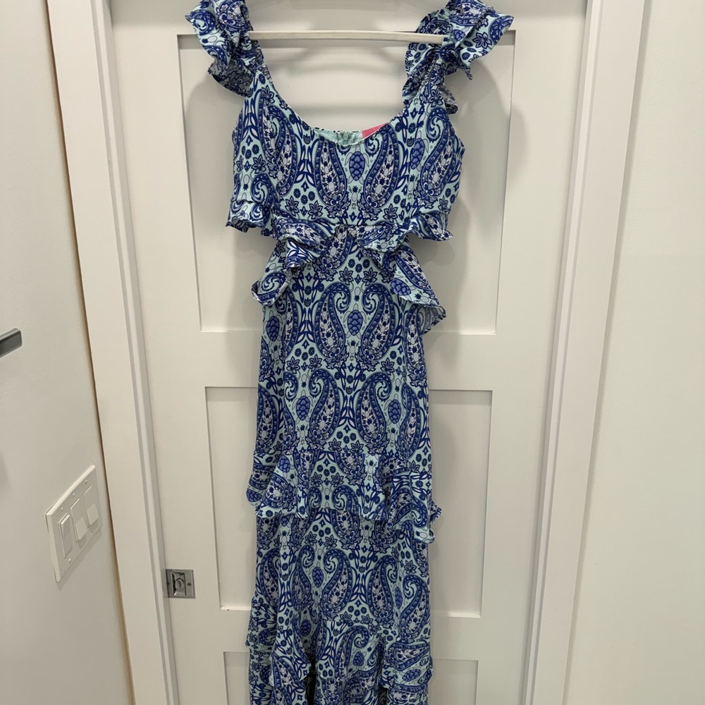 Simply Southern Ruffle, Cut out at the waist Maxi Dress.  Size Medium